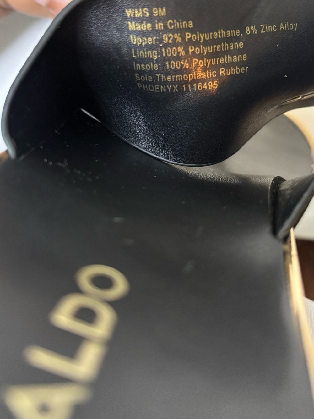 ALDO Black Slide Sandals with Gold Buckle Detail - Picture 5 of 5